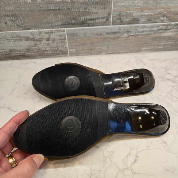 Flowery small heel slide on shoes - Picture 2 of 4